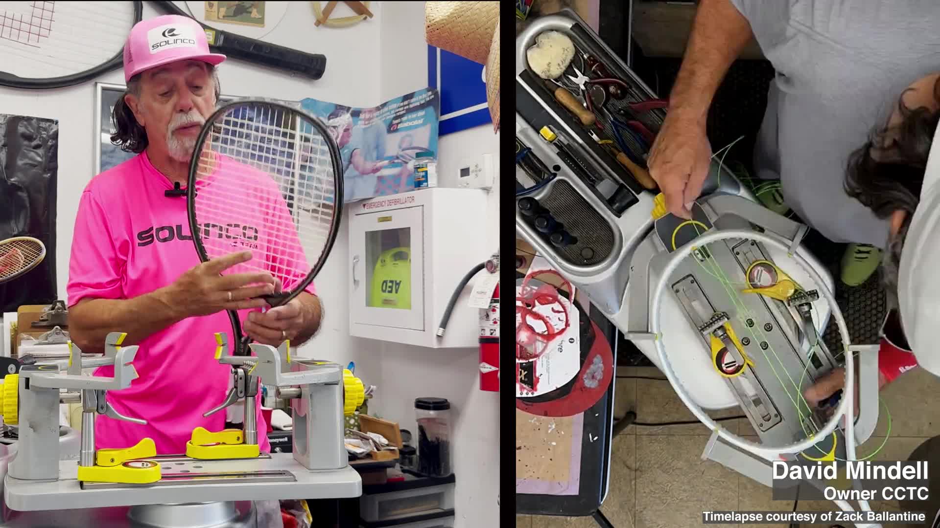 Racket Stringing — David Mindell stringing a racket, video thumbnail